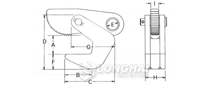 HOS水平起吊用夾鉗尺寸圖